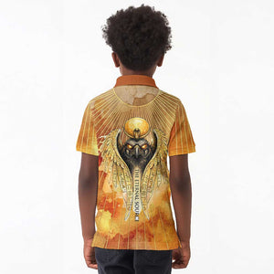 Ra Egyptian Kid Polo Shirt Sun God Eye of Ra Fiery Wings Eternal Source Golden Light