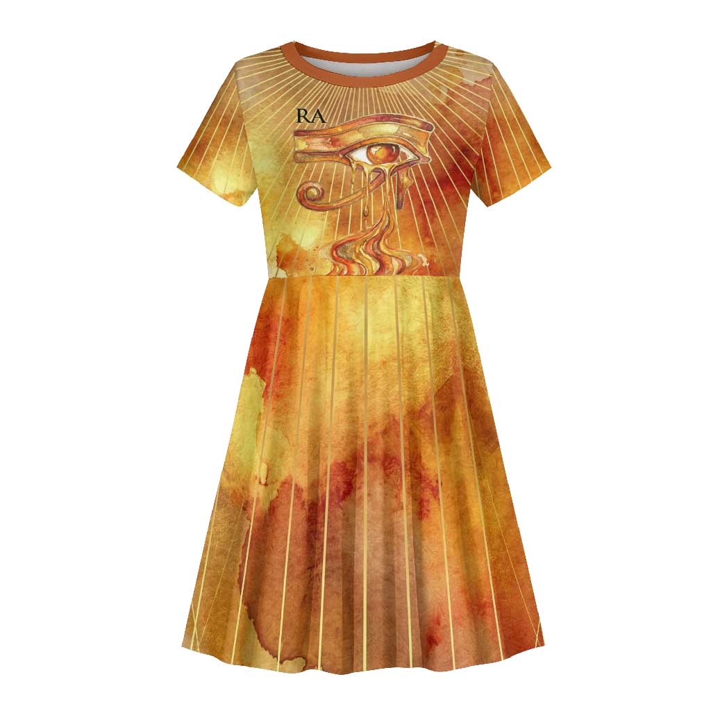 Ra Egyptian Kid Short Sleeve Dress Sun God Eye of Ra Fiery Wings Eternal Source Golden Light