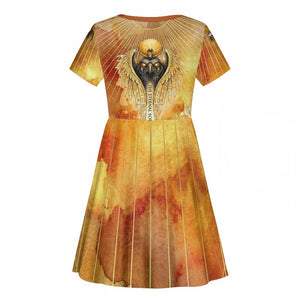 Ra Egyptian Kid Short Sleeve Dress Sun God Eye of Ra Fiery Wings Eternal Source Golden Light