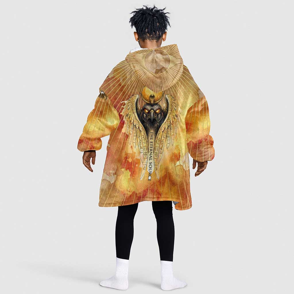Ra Egyptian Kid Wearable Blanket Hoodie Sun God Eye of Ra Fiery Wings Eternal Source Golden Light