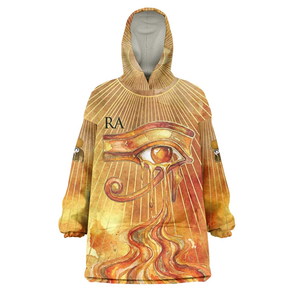 Ra Egyptian Kid Wearable Blanket Hoodie Sun God Eye of Ra Fiery Wings Eternal Source Golden Light