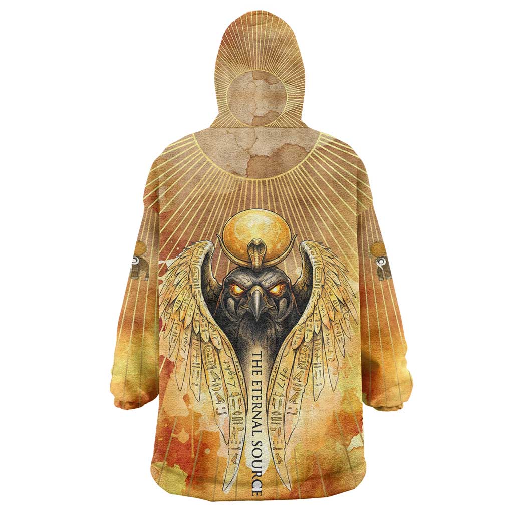 Ra Egyptian Kid Wearable Blanket Hoodie Sun God Eye of Ra Fiery Wings Eternal Source Golden Light