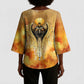 Ra Egyptian Kimono Sleeve Blouse Sun God Eye of Ra Fiery Wings Eternal Source Golden Light