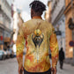 Ra Egyptian Long Sleeve Button Shirt Sun God Eye of Ra Fiery Wings Eternal Source Golden Light