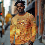 Ra Egyptian Long Sleeve Shirt Sun God Eye of Ra Fiery Wings Eternal Source Golden Light