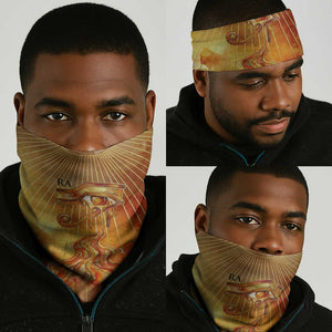 Ra Egyptian Neck Gaiter Sun God Eye of Ra Fiery Wings Eternal Source Golden Light