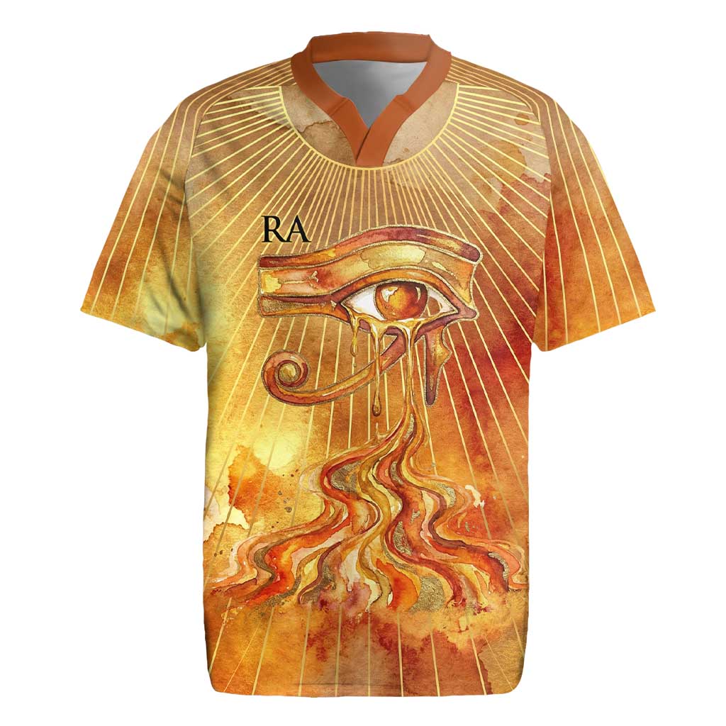 Ra Egyptian Rugby Jersey Sun God Eye of Ra Fiery Wings Eternal Source Golden Light