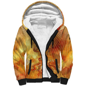 Ra Egyptian Sherpa Hoodie Sun God Eye of Ra Fiery Wings Eternal Source Golden Light