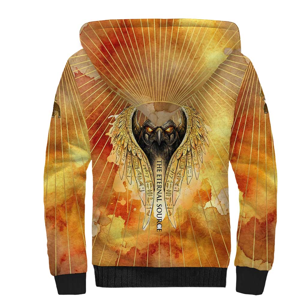 Ra Egyptian Sherpa Hoodie Sun God Eye of Ra Fiery Wings Eternal Source Golden Light