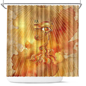 Ra Egyptian Shower Curtain Sun God Eye of Ra Fiery Wings Eternal Source Golden Light
