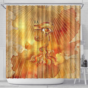 Ra Egyptian Shower Curtain Sun God Eye of Ra Fiery Wings Eternal Source Golden Light