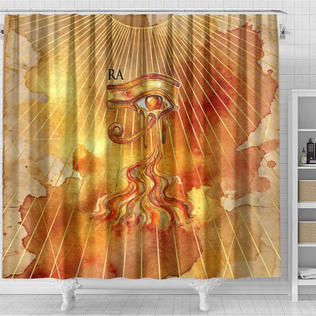 Ra Egyptian Shower Curtain Sun God Eye of Ra Fiery Wings Eternal Source Golden Light