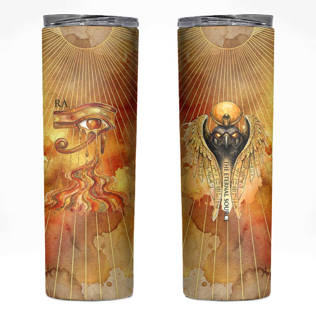 Ra Egyptian Skinny Tumbler Sun God Eye of Ra Fiery Wings Eternal Source Golden Light