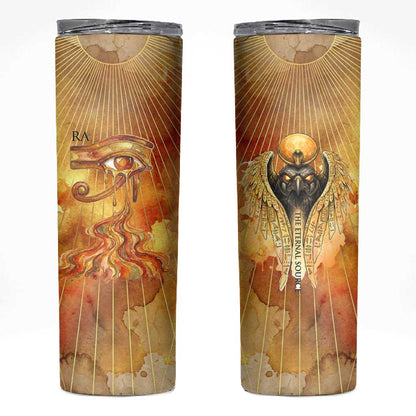 Ra Egyptian Skinny Tumbler Sun God Eye of Ra Fiery Wings Eternal Source Golden Light