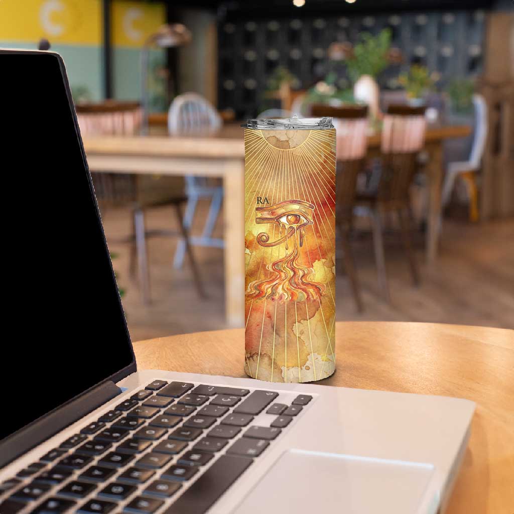 Ra Egyptian Skinny Tumbler Sun God Eye of Ra Fiery Wings Eternal Source Golden Light