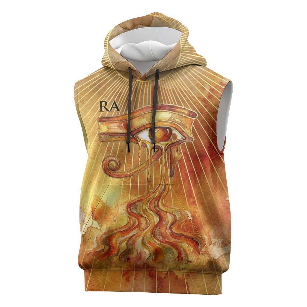 Ra Egyptian Sleeveless Hoodie Sun God Eye of Ra Fiery Wings Eternal Source Golden Light