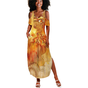 Ra Egyptian Summer Maxi Dress Sun God Eye of Ra Fiery Wings Eternal Source Golden Light