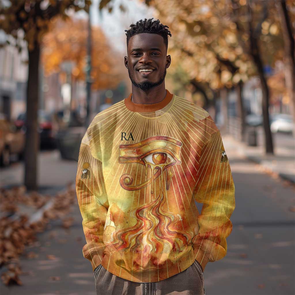 Ra Egyptian Sweatshirt Sun God Eye of Ra Fiery Wings Eternal Source Golden Light