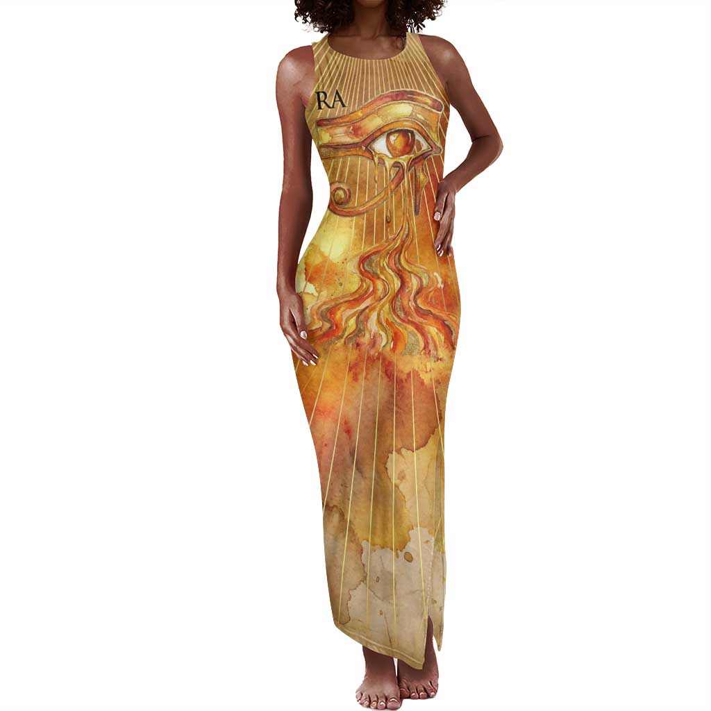 Ra Egyptian Tank Maxi Dress Sun God Eye of Ra Fiery Wings Eternal Source Golden Light