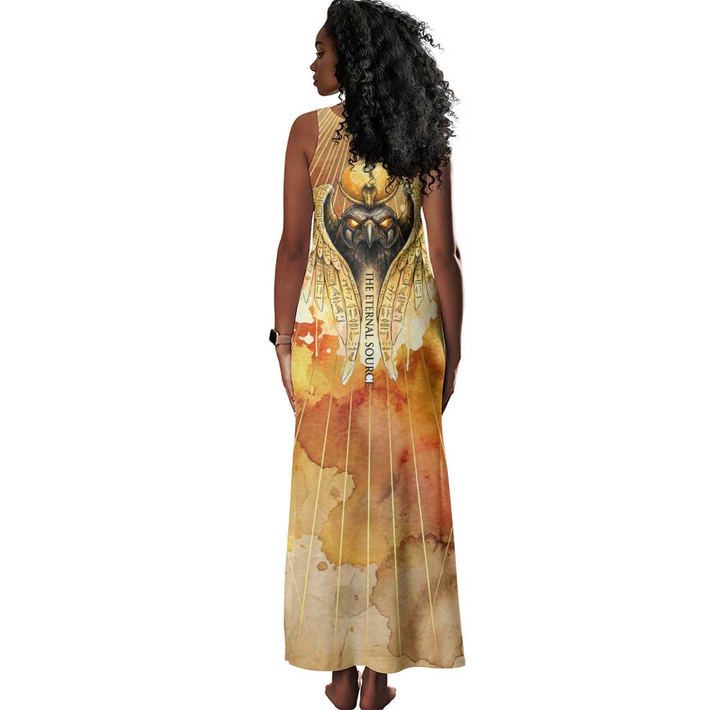 Ra Egyptian Tank Maxi Dress Sun God Eye of Ra Fiery Wings Eternal Source Golden Light