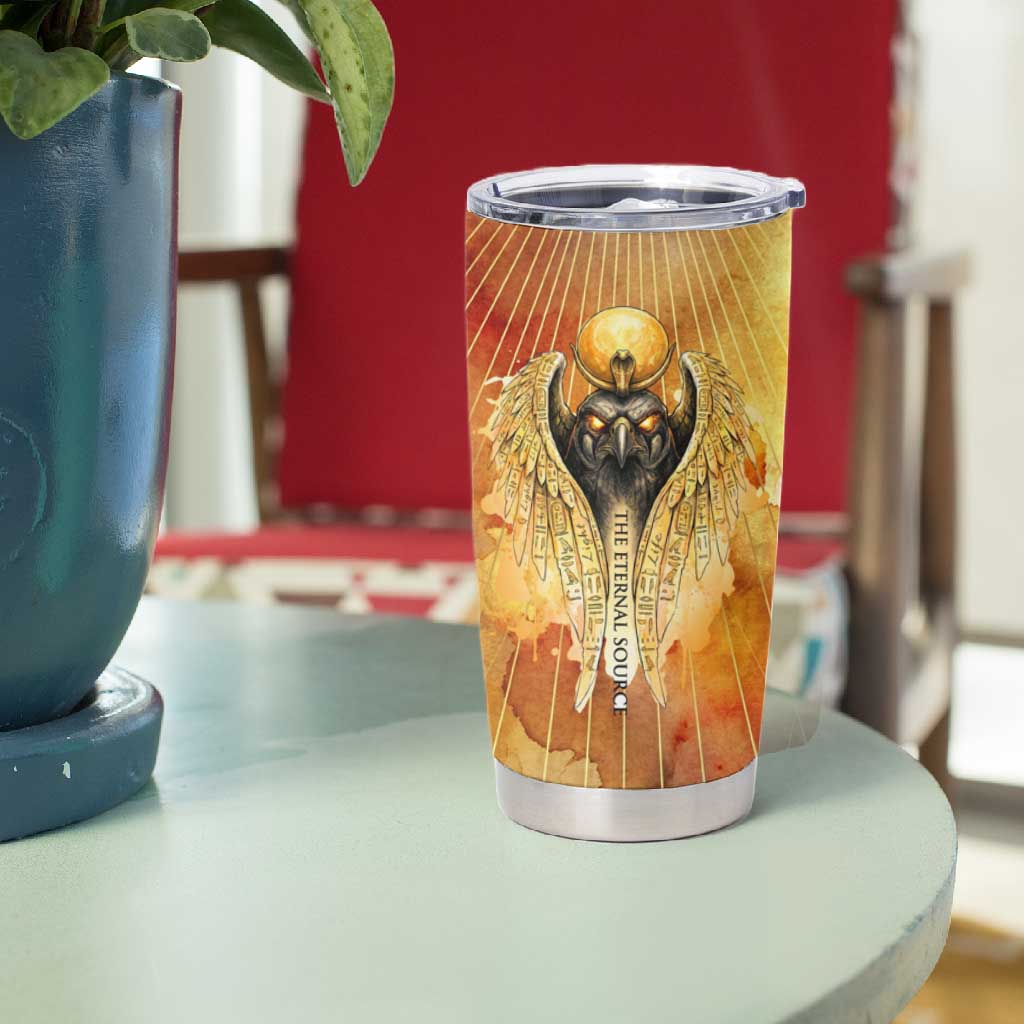 Ra Egyptian Tumbler Cup Sun God Eye of Ra Fiery Wings Eternal Source Golden Light