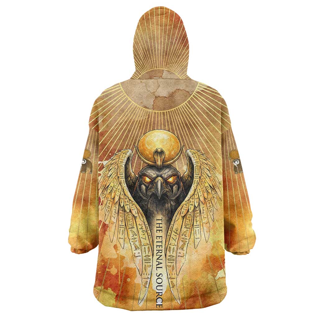 Ra Egyptian Wearable Blanket Hoodie Sun God Eye of Ra Fiery Wings Eternal Source Golden Light