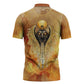 Ra Egyptian Zipper Polo Shirt Sun God Eye of Ra Fiery Wings Eternal Source Golden Light