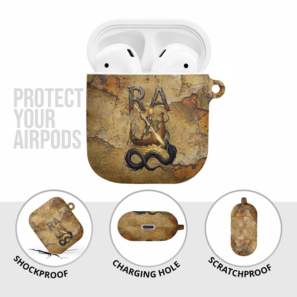 Ra Egyptian AirPods Case Sun God Solar Disk Serpent Slayer Ancient Egyptian Boat of the Underworld
