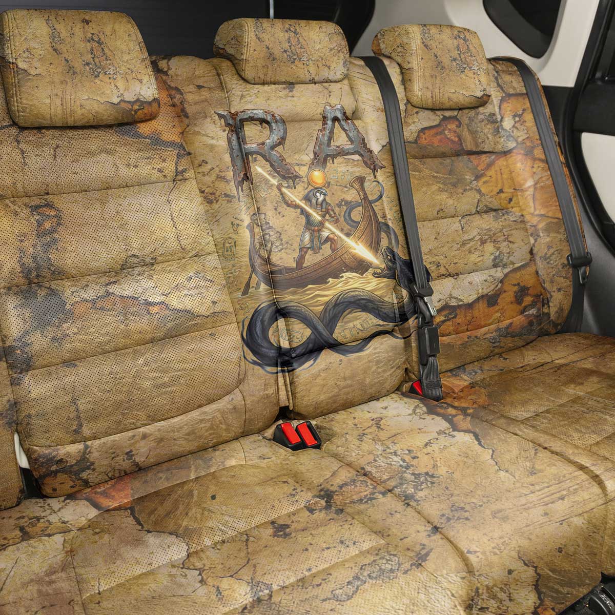 Ra Egyptian Back Car Seat Cover Sun God Solar Disk Serpent Slayer Ancient Egyptian Boat of the Underworld