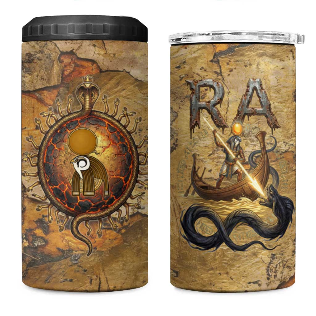Ra Egyptian 4 in 1 Can Cooler Tumbler Sun God Solar Disk Serpent Slayer Ancient Egyptian Boat of the Underworld