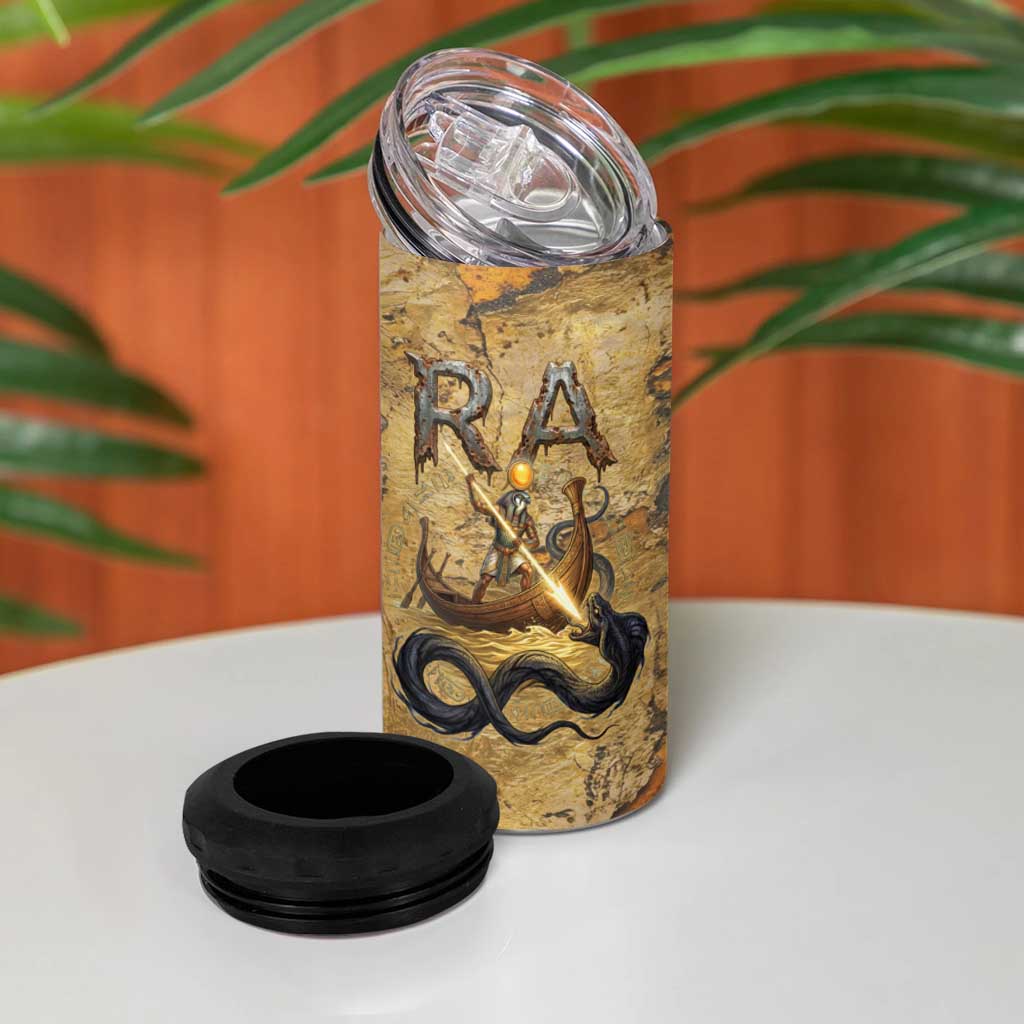 Ra Egyptian 4 in 1 Can Cooler Tumbler Sun God Solar Disk Serpent Slayer Ancient Egyptian Boat of the Underworld