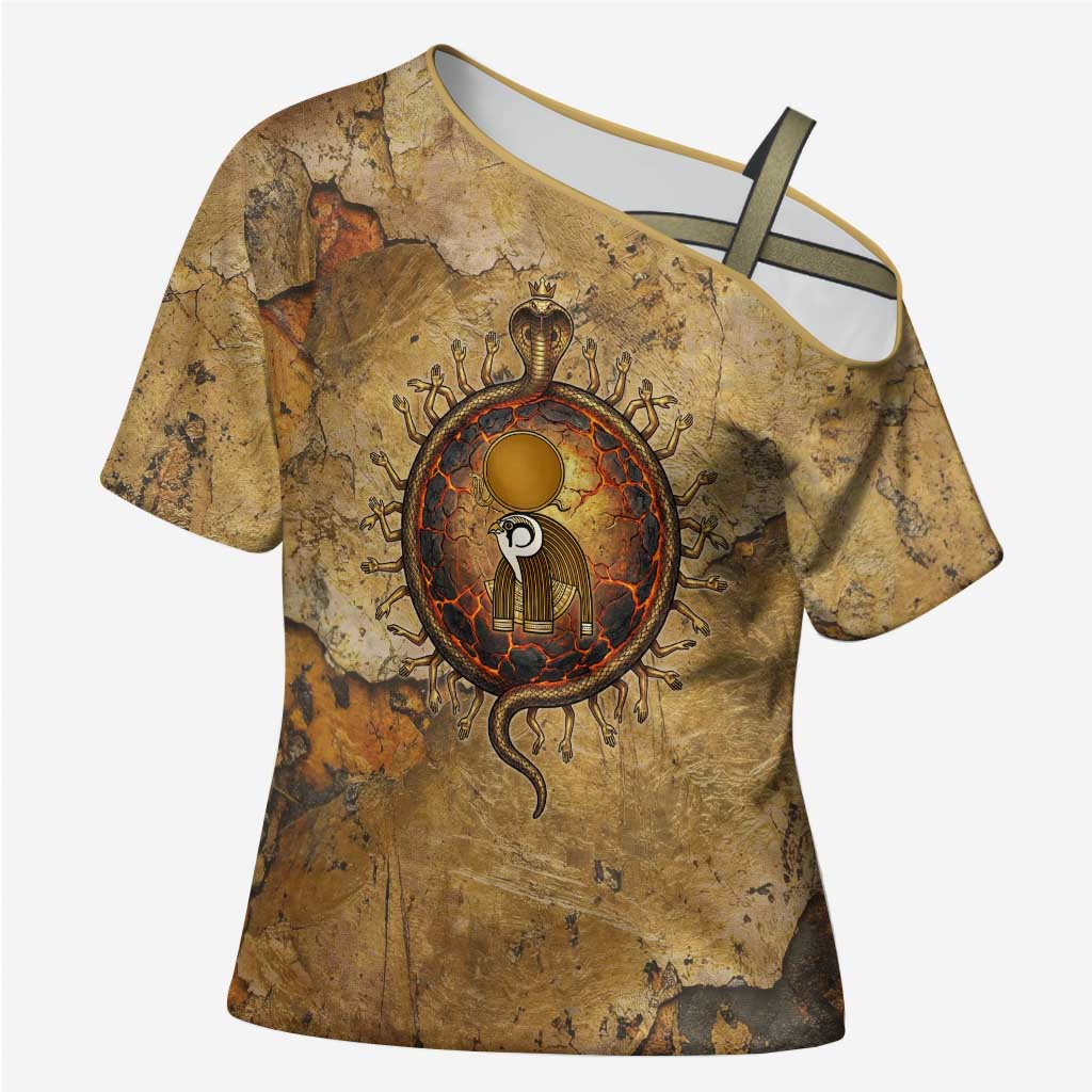 Ra Egyptian Cross Shoulder Shirt Sun God Solar Disk Serpent Slayer Ancient Egyptian Boat of the Underworld