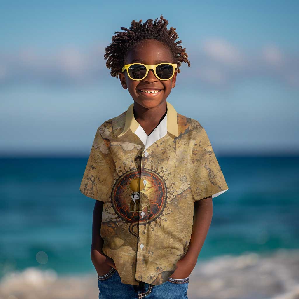 Ra Egyptian Kid Hawaiian Shirt Sun God Solar Disk Serpent Slayer Ancient Egyptian Boat of the Underworld