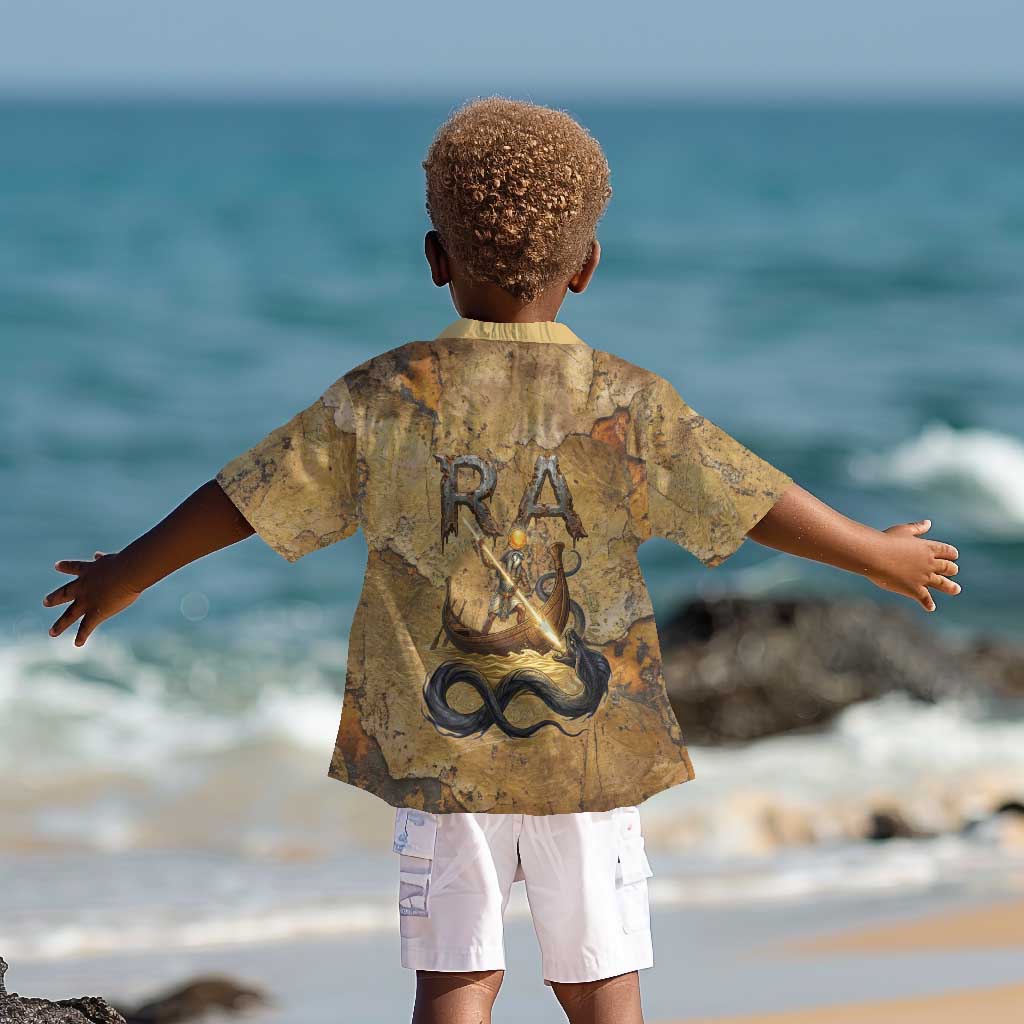 Ra Egyptian Kid Hawaiian Shirt Sun God Solar Disk Serpent Slayer Ancient Egyptian Boat of the Underworld