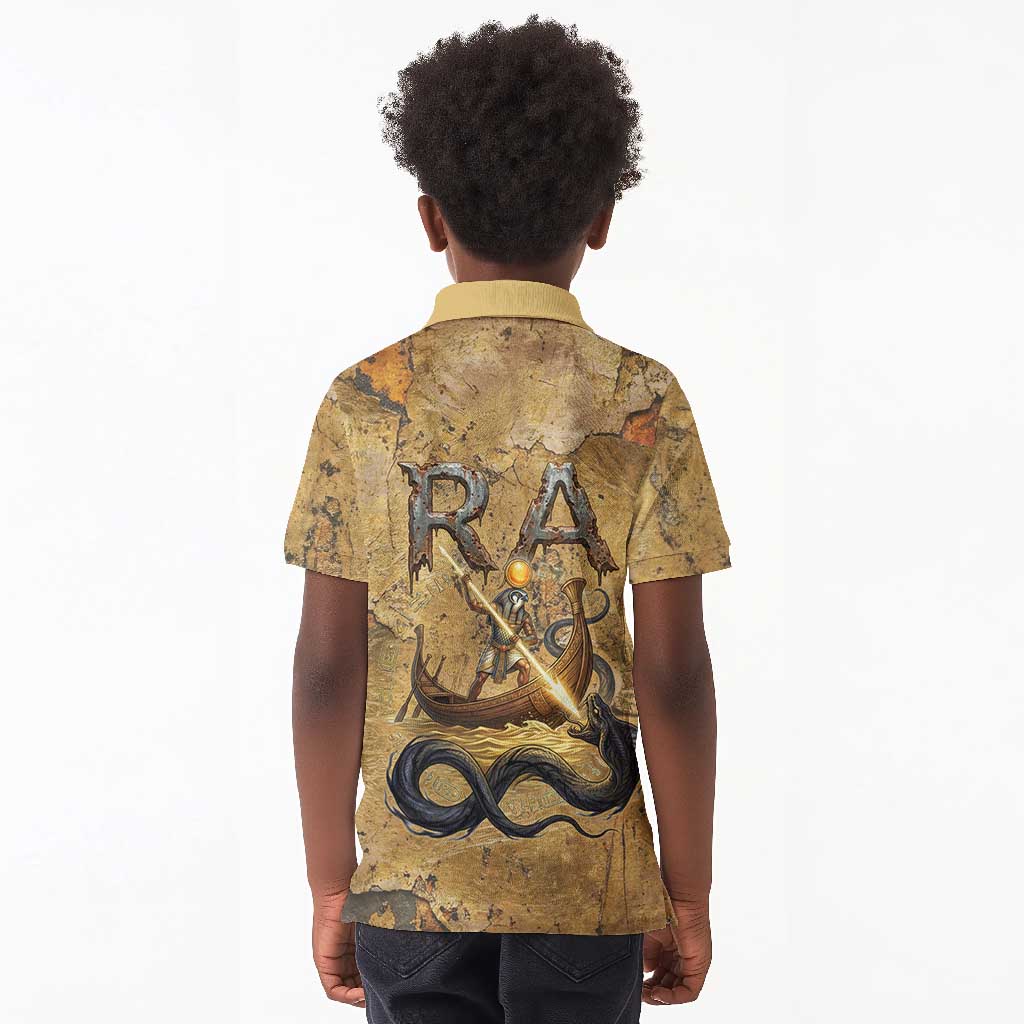 Ra Egyptian Kid Polo Shirt Sun God Solar Disk Serpent Slayer Ancient Egyptian Boat of the Underworld
