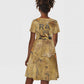 Ra Egyptian Kid Short Sleeve Dress Sun God Solar Disk Serpent Slayer Ancient Egyptian Boat of the Underworld