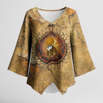Ra Egyptian Kimono Sleeve Blouse Sun God Solar Disk Serpent Slayer Ancient Egyptian Boat of the Underworld