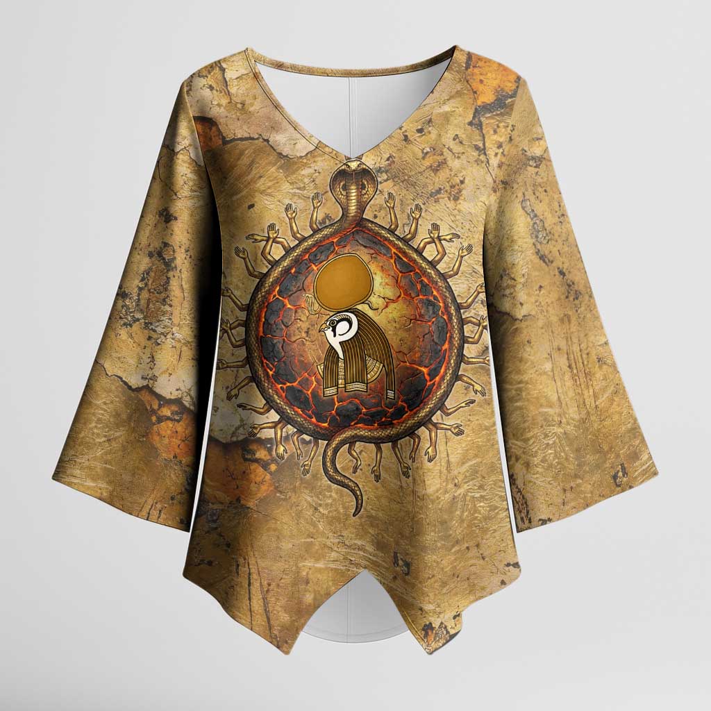 Ra Egyptian Kimono Sleeve Blouse Sun God Solar Disk Serpent Slayer Ancient Egyptian Boat of the Underworld