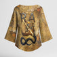Ra Egyptian Kimono Sleeve Blouse Sun God Solar Disk Serpent Slayer Ancient Egyptian Boat of the Underworld