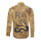 Ra Egyptian Long Sleeve Button Shirt Sun God Solar Disk Serpent Slayer Ancient Egyptian Boat of the Underworld