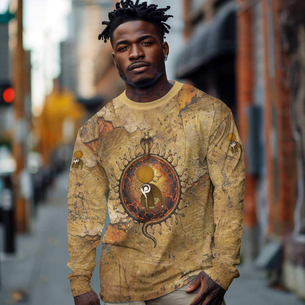 Ra Egyptian Long Sleeve Shirt Sun God Solar Disk Serpent Slayer Ancient Egyptian Boat of the Underworld
