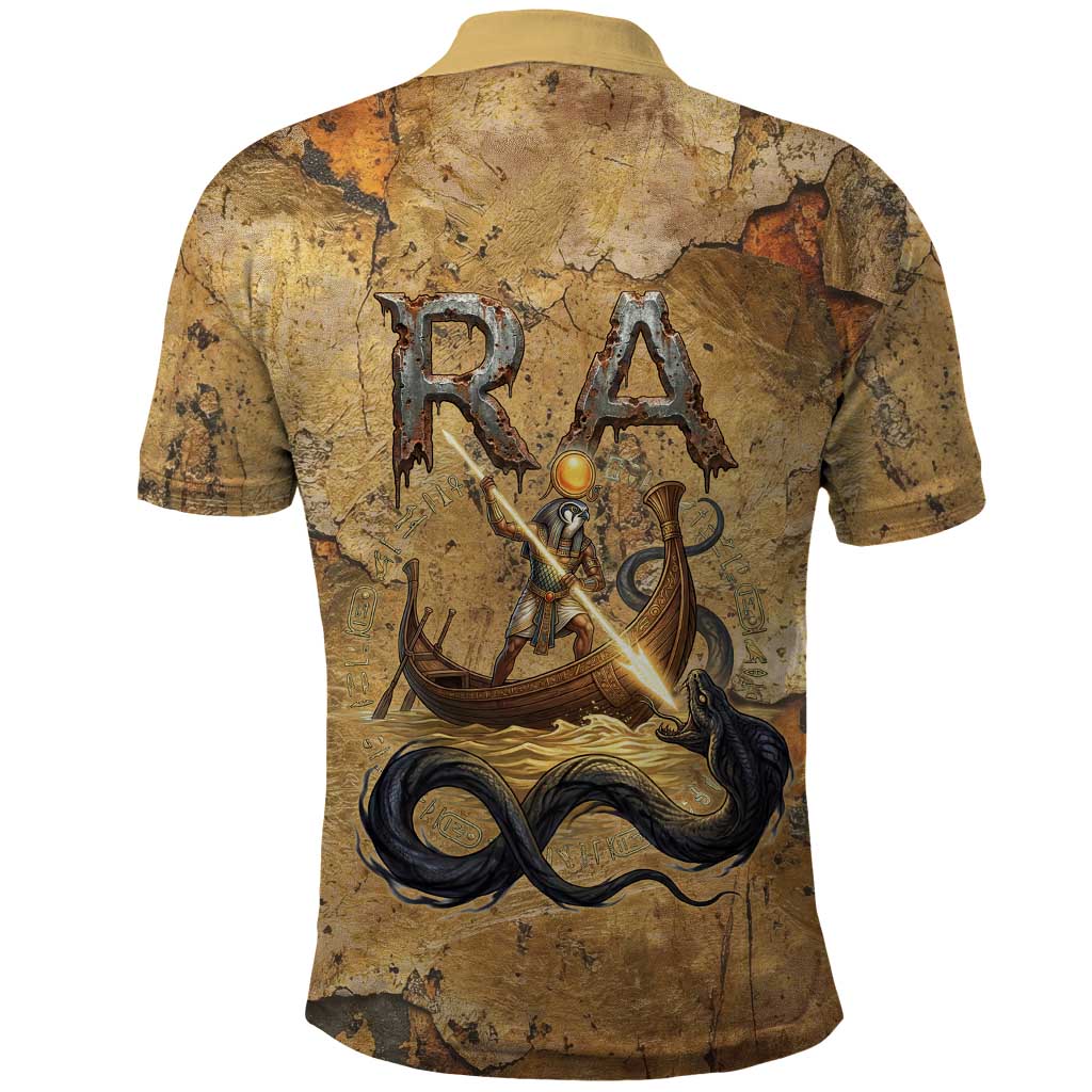 Ra Egyptian Polo Shirt Sun God Solar Disk Serpent Slayer Ancient Egyptian Boat of the Underworld