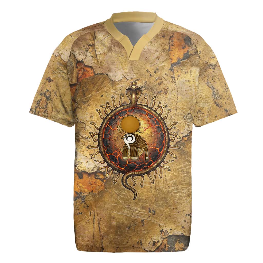 Ra Egyptian Rugby Jersey Sun God Solar Disk Serpent Slayer Ancient Egyptian Boat of the Underworld