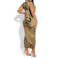Ra Egyptian Short Sleeve Bodycon Dress Sun God Solar Disk Serpent Slayer Ancient Egyptian Boat of the Underworld