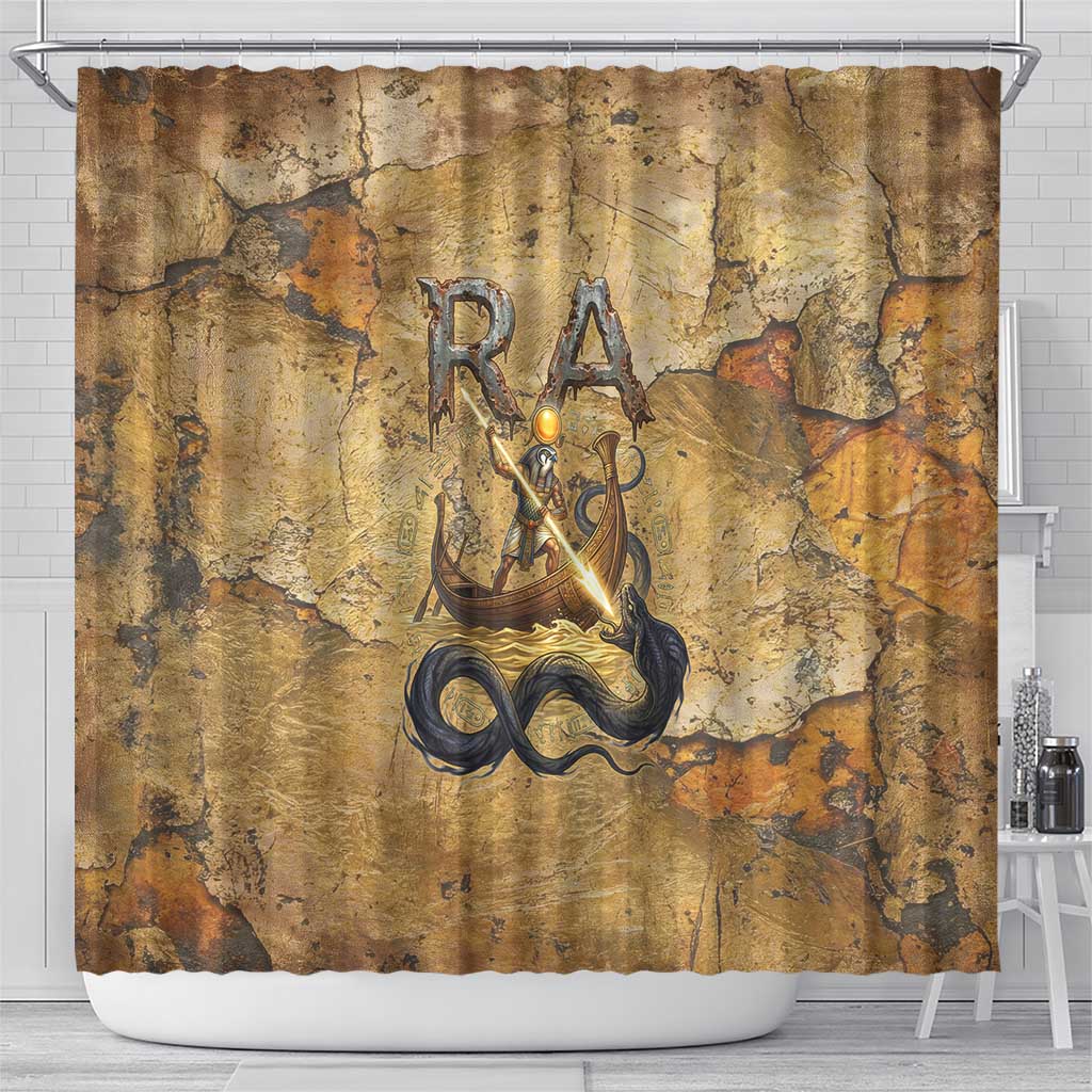 Ra Egyptian Shower Curtain Sun God Solar Disk Serpent Slayer Ancient Egyptian Boat of the Underworld