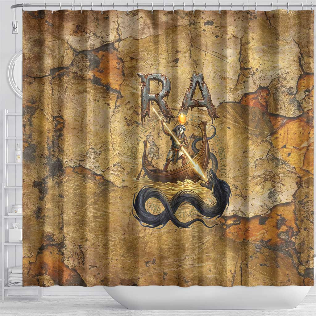Ra Egyptian Shower Curtain Sun God Solar Disk Serpent Slayer Ancient Egyptian Boat of the Underworld