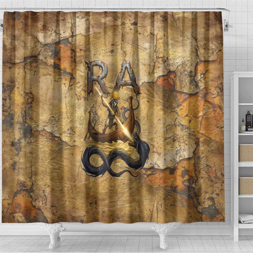 Ra Egyptian Shower Curtain Sun God Solar Disk Serpent Slayer Ancient Egyptian Boat of the Underworld