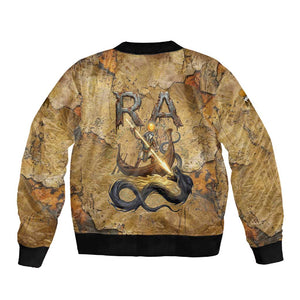 Ra Egyptian Sleeve Zip Bomber Jacket Sun God Solar Disk Serpent Slayer Ancient Egyptian Boat of the Underworld