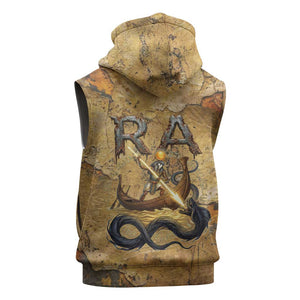 Ra Egyptian Sleeveless Hoodie Sun God Solar Disk Serpent Slayer Ancient Egyptian Boat of the Underworld