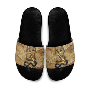 Ra Egyptian Slide Sandals Sun God Solar Disk Serpent Slayer Ancient Egyptian Boat of the Underworld